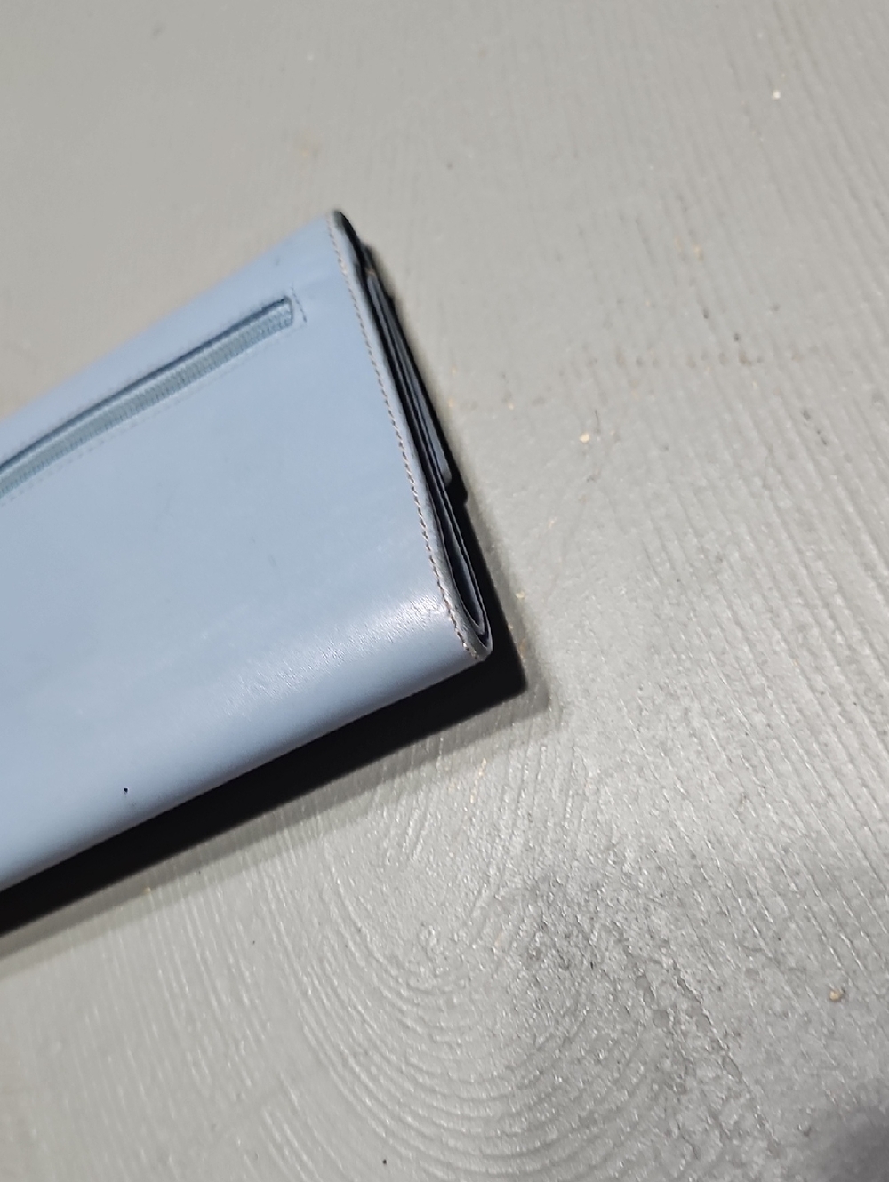 Coach Bags Vintage Blue Leather Trifold Wallet Zip Coin Change Monogram Lining - Picture 6 of 13